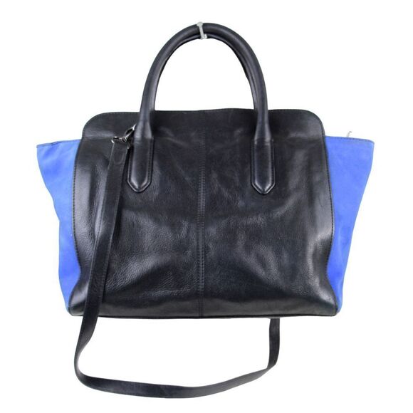 Vince Camuto WHITE BLACK BLUE GENUINE LEATHER SHOULDER BAG SATCHEL HANDBAG PURSE - Picture 2 of 16